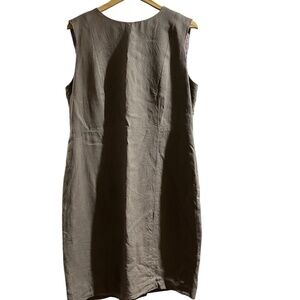 Louben Sz 12 Beige Linen Blend Sleeveless Dress Zip Back Business,  Classic